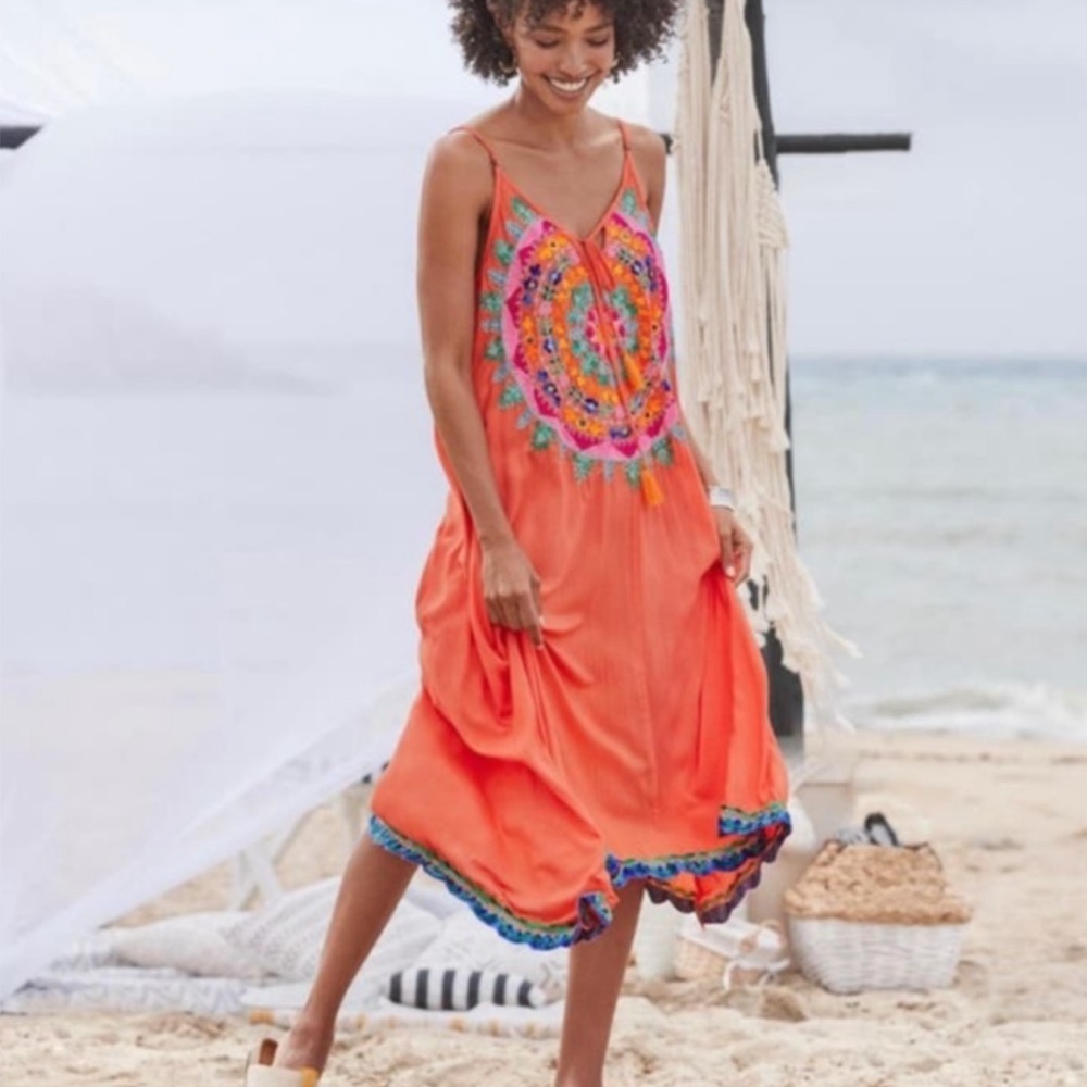 Rubyyaya Sleeveless Meadow Mandala Sundress Swim Cover Up